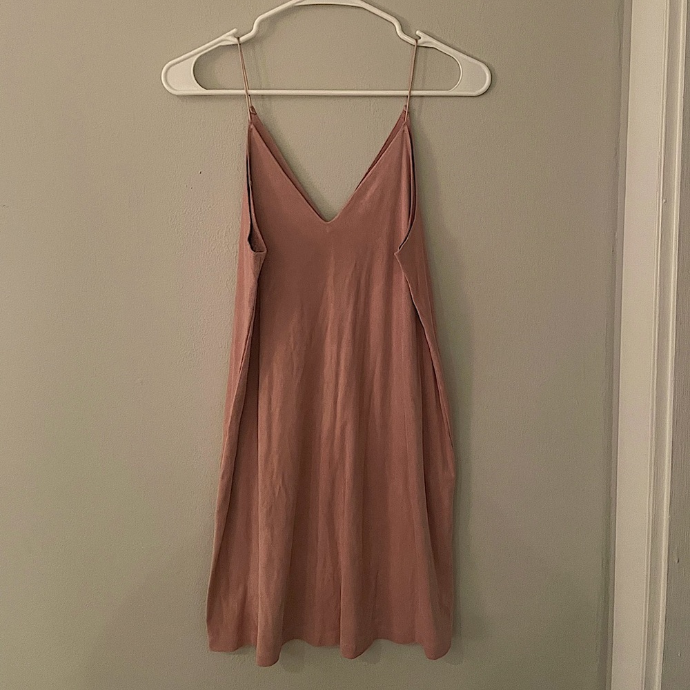 Light Pink Suede Slip Dress